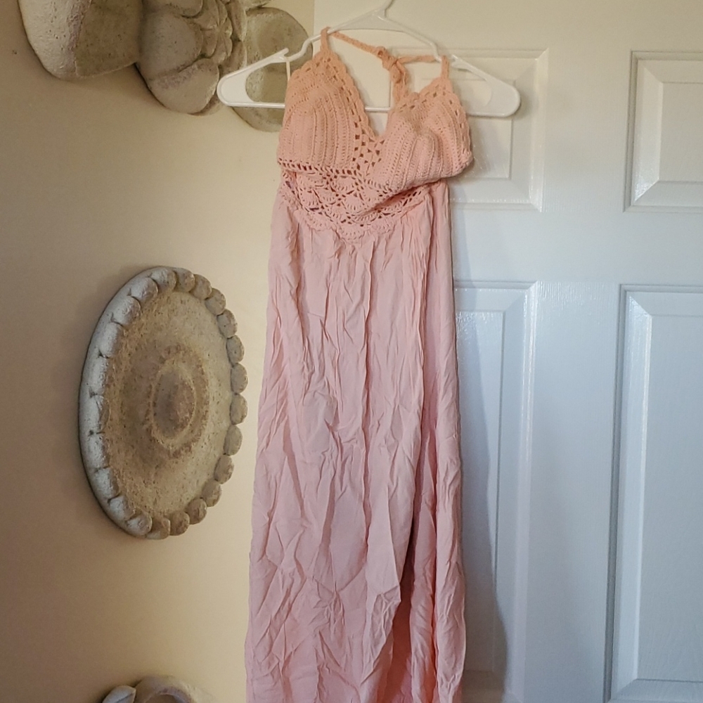 π©±πππ Peachy Pinkπ Crochet Beach Maxi Dress π - Picture 4 of 9